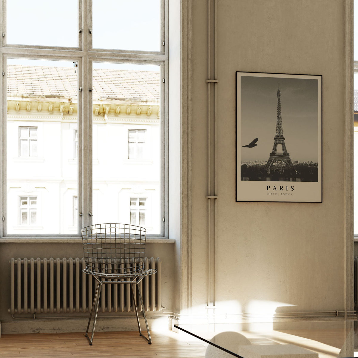 Paris Eiffel Tower BW, Black and white Painting