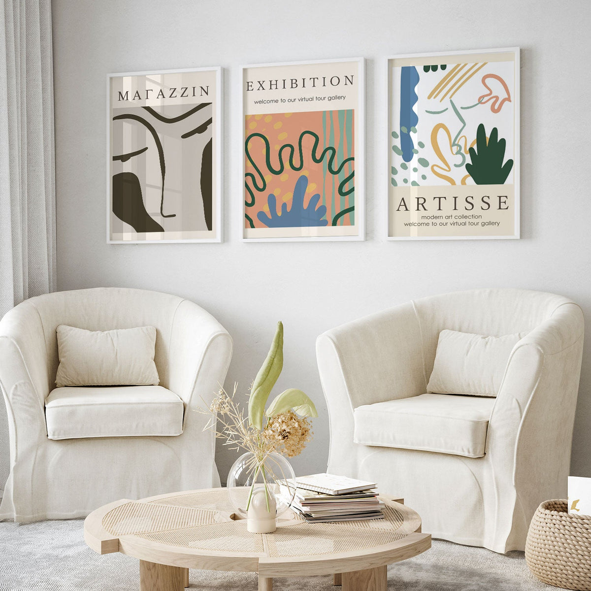Exhibition Poster, Set of 3, Set of Three Paintings