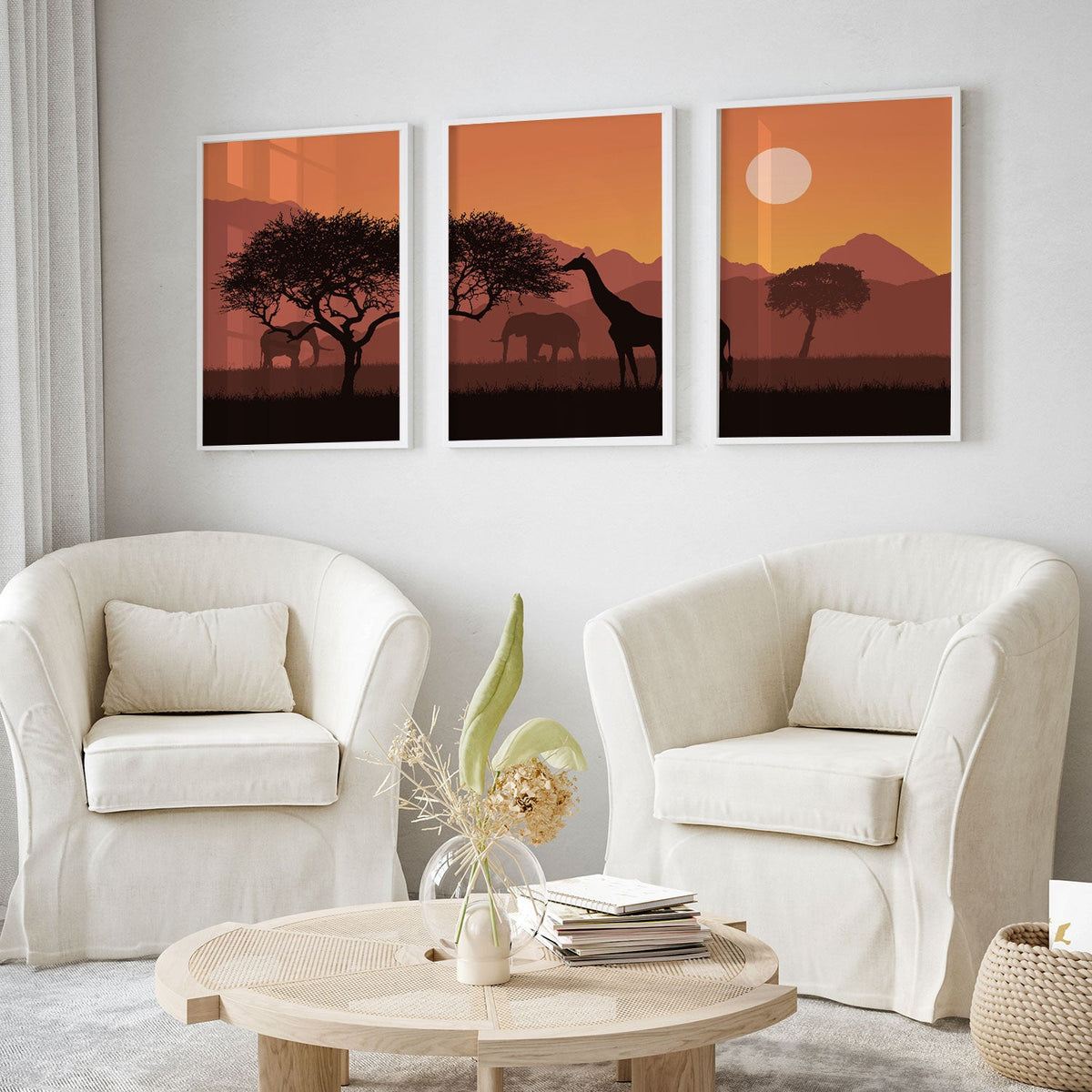Jungle Safari, Set of 3, Set of Three Paintings