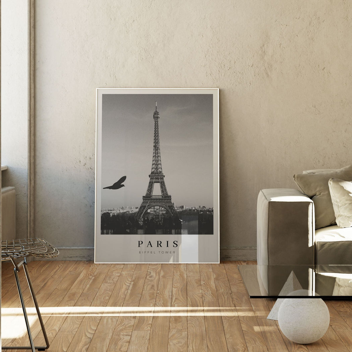 Paris Eiffel Tower BW, Black and white Painting