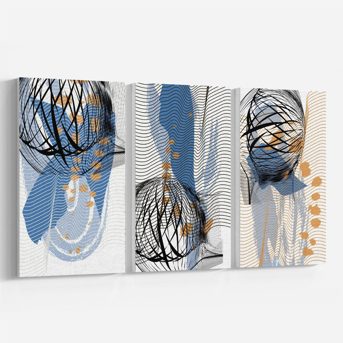 Abstract Art Minimal Cluster, Set of 3, Set of Three Paintings