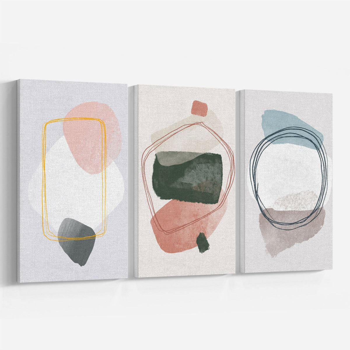 Abstract Geometry, Set of 3, Set of Three Paintings