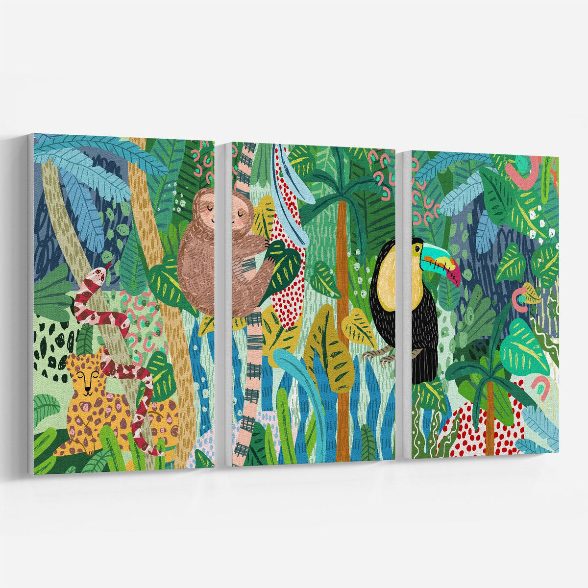 Abstract jungle, Set of 3, Set of Three Paintings