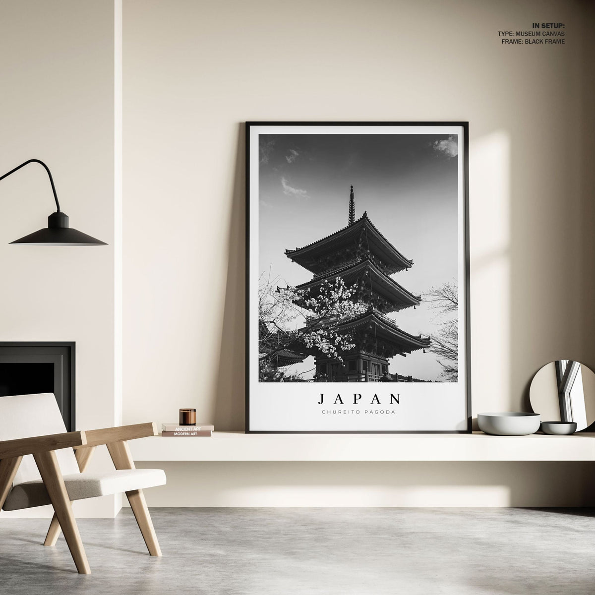Japan Travel BW, Black and white Painting