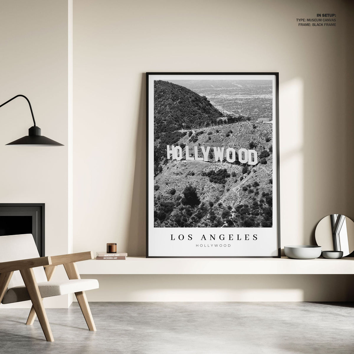 Los Angeles Hollywood BW, Black and white Painting