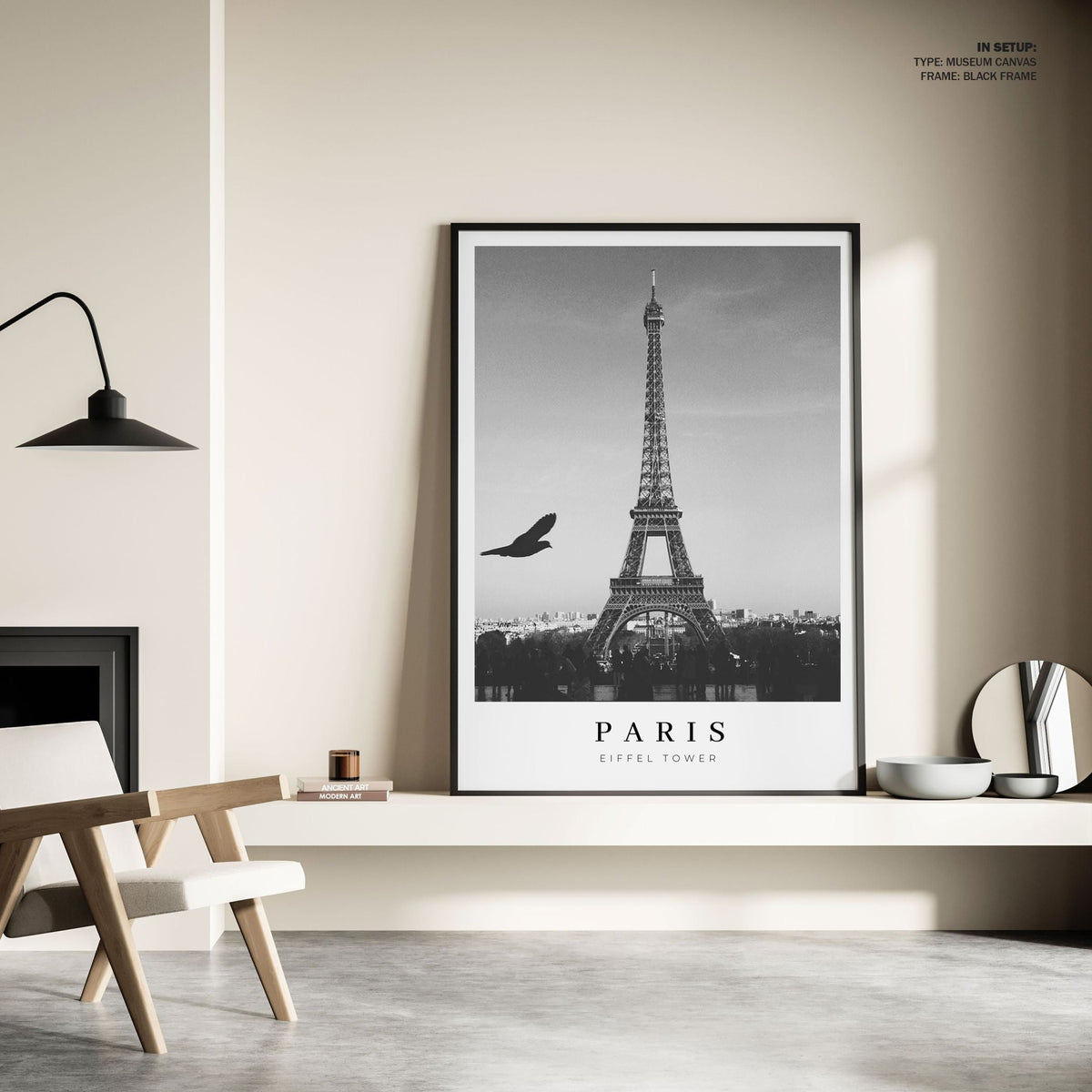 Paris Eiffel Tower BW, Black and white Painting