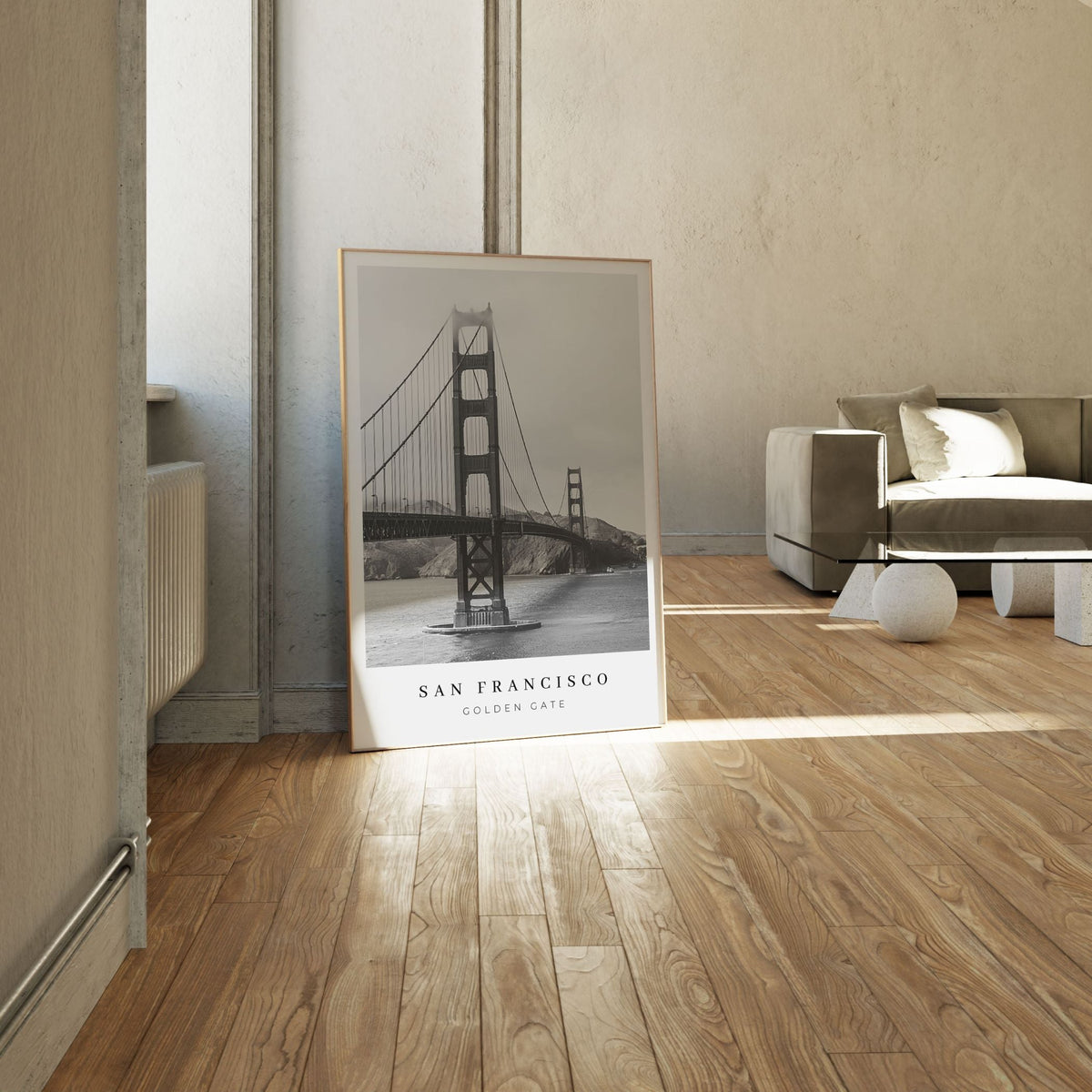 San Francisco Golden Gate BW, Black and white Painting