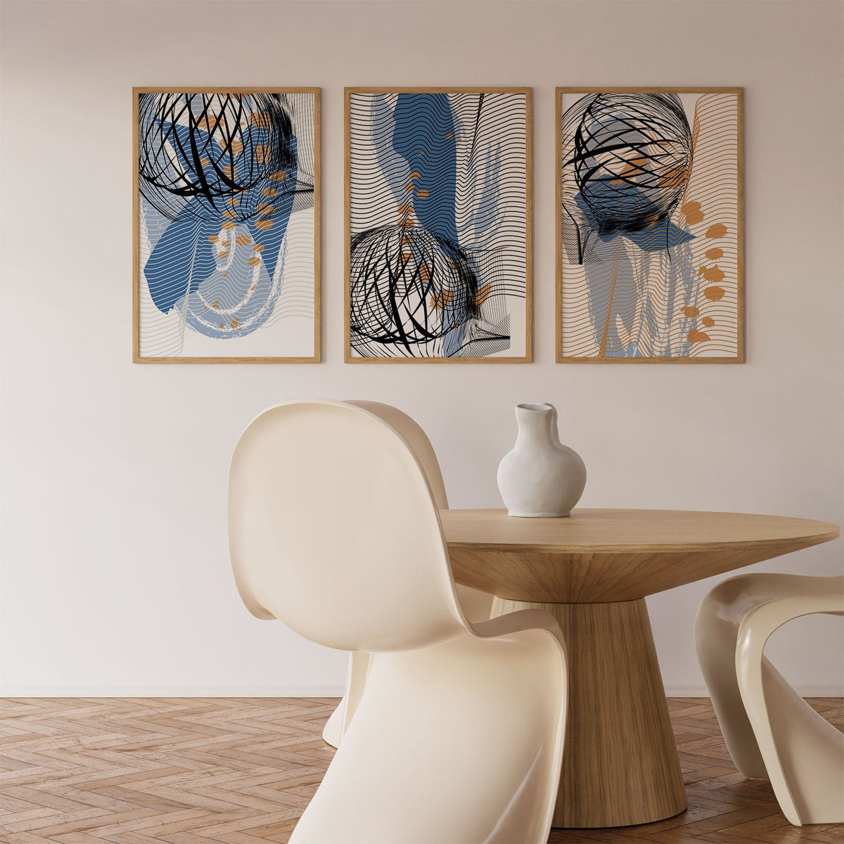 Abstract Art Minimal Cluster, Set of 3, Set of Three Paintings