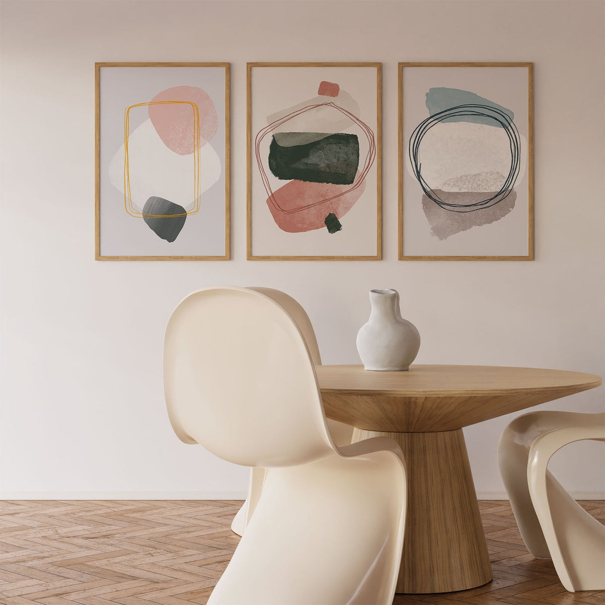 Abstract Geometry, Set of 3, Set of Three Paintings