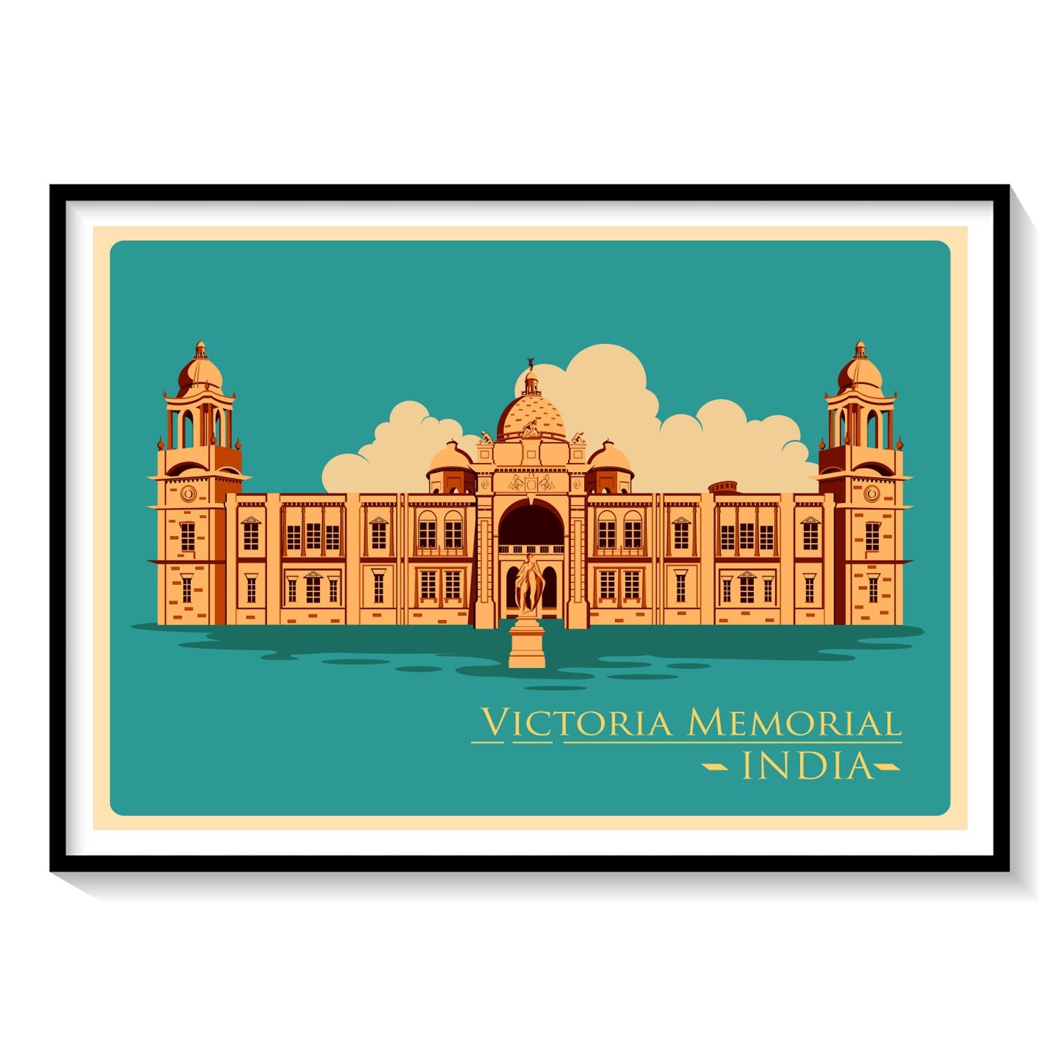 Victoria memorial Kolkata image converted to monochrome line drawing Poster  by Milind Ketkar - Fine Art America
