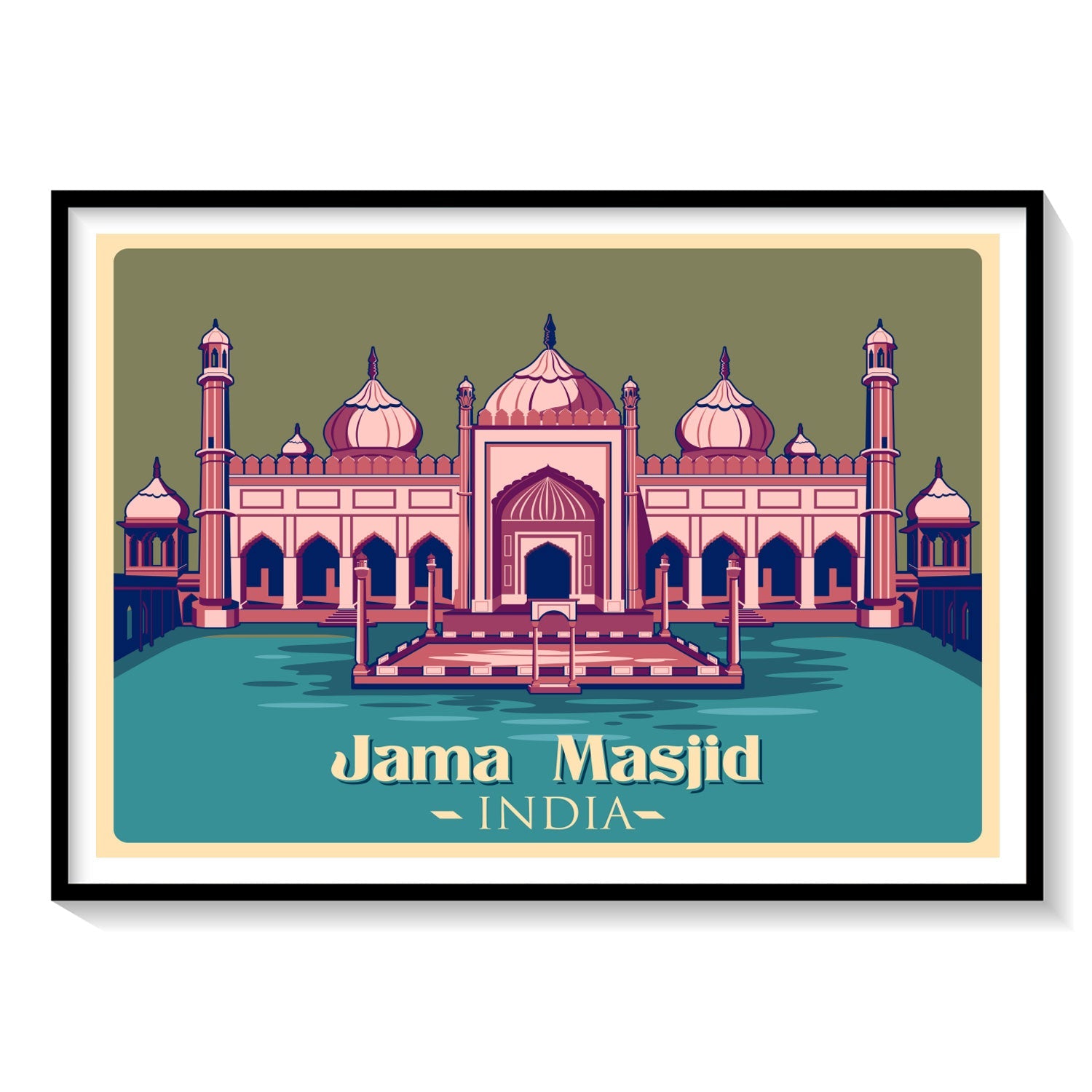 Jama masjid blue landmark creative background Vector Image