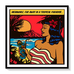 木版画『Tropical paradise 』 A-Black-Frame-Tropical-