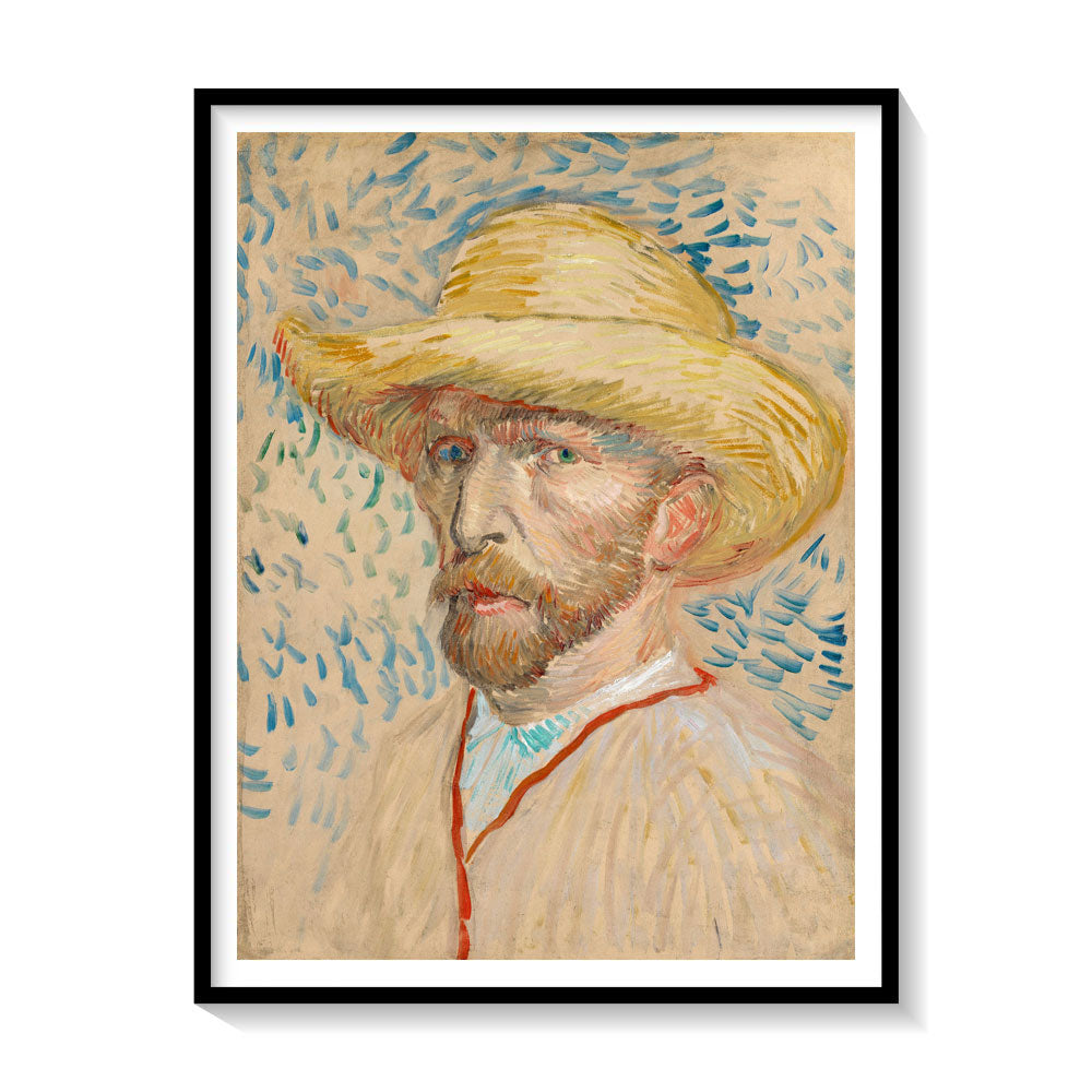 Self Portrait with a Straw Hat Painting Wall Art Print by Van