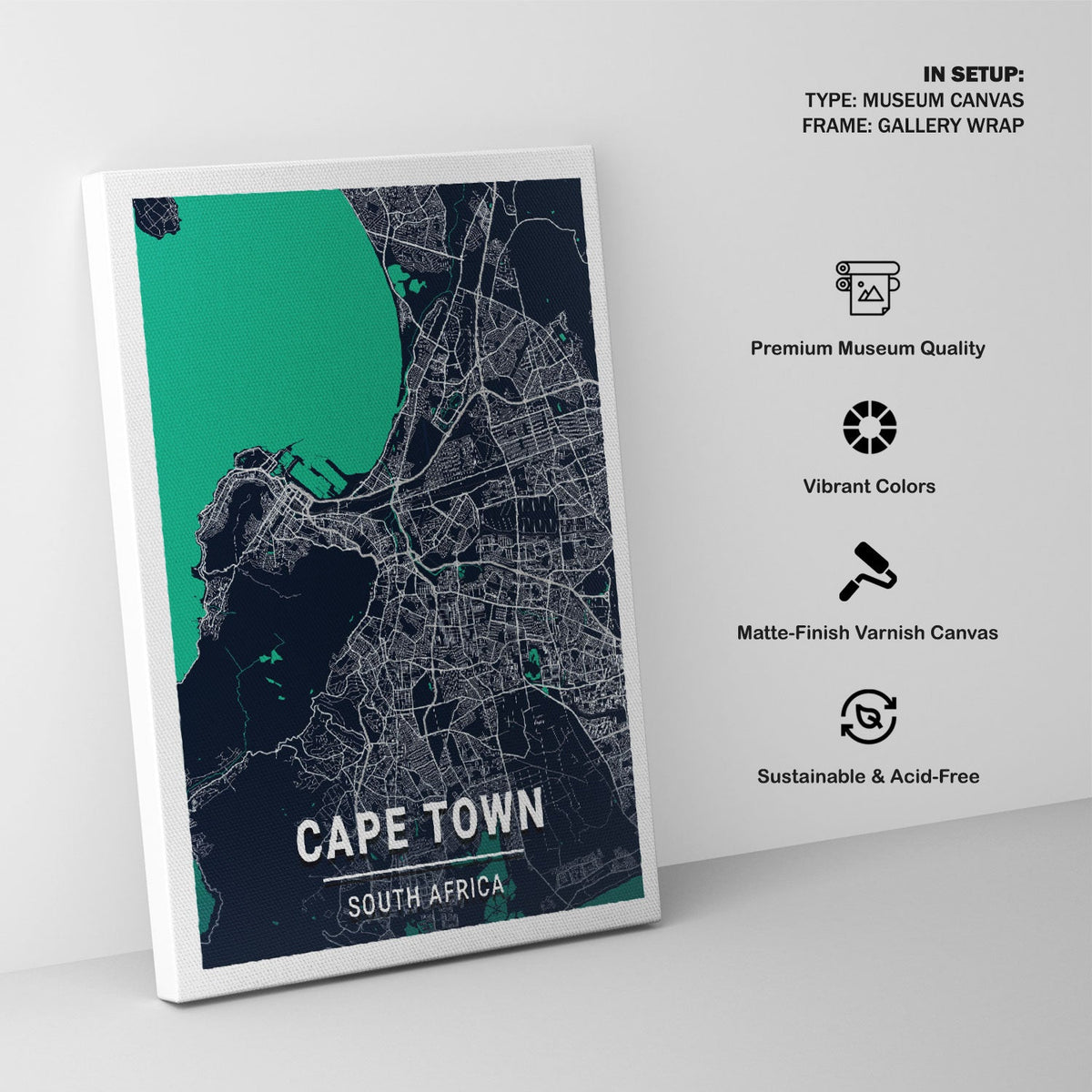 Cape Town Blue Dark City Map