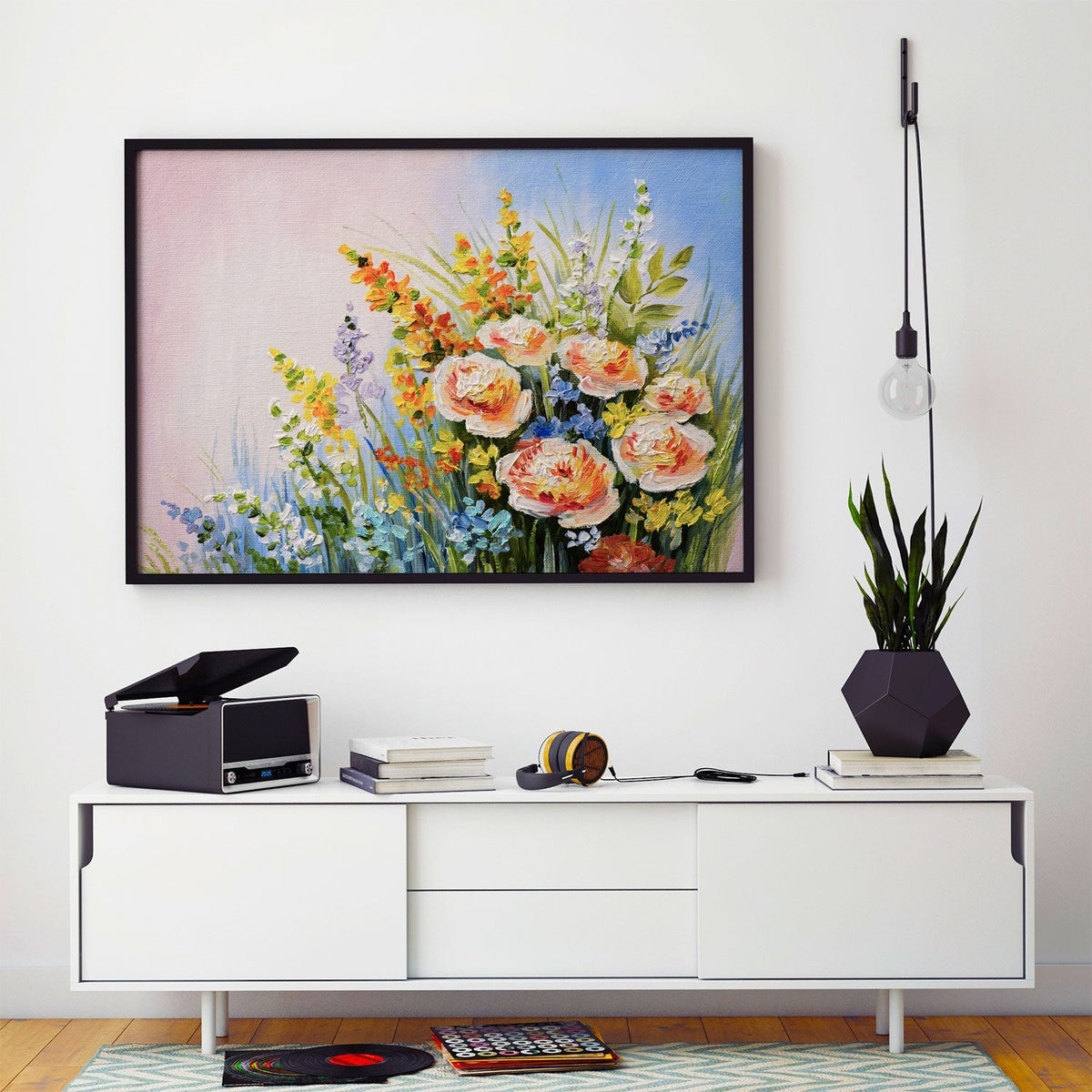 Abstract bouquet of summer flowers, Big Canvas Paintings