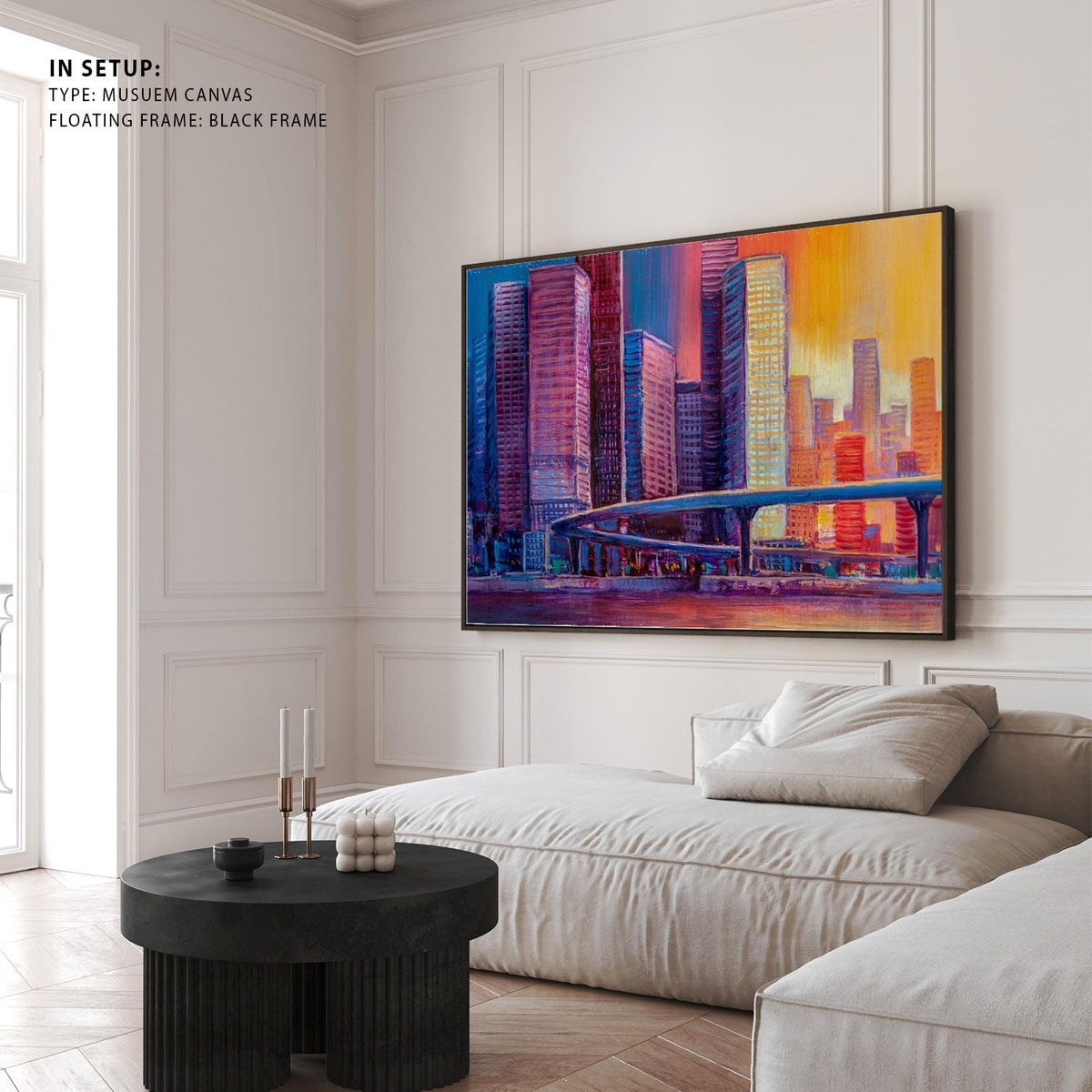 Abstract  panorama of the city with a bridge, Big Canvas Paintings