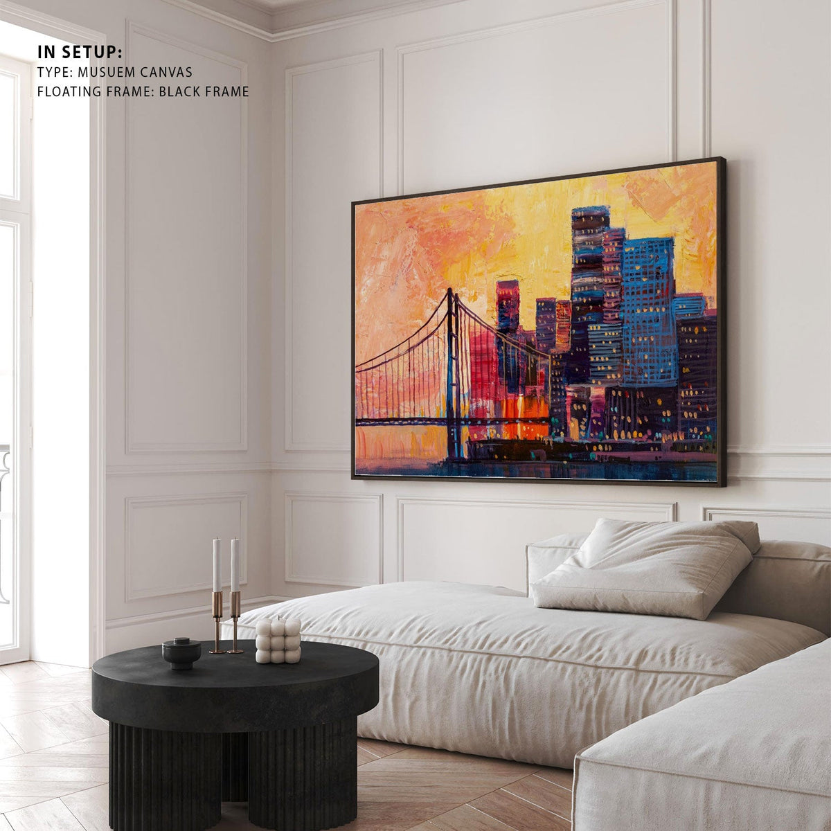 Abstract  of urban skyscrapers City with a bridge, Big Canvas Paintings