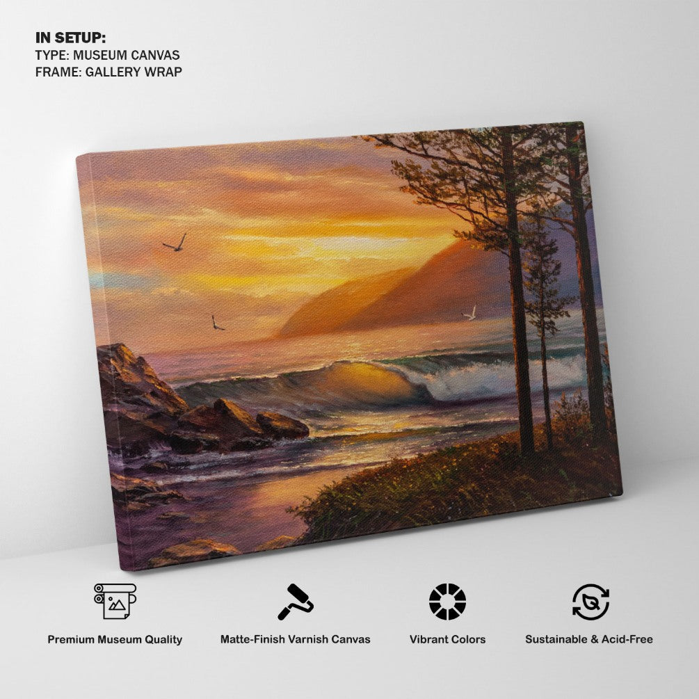 Pines on the coast of the Pacific Ocean , Big Canvas Paintings
