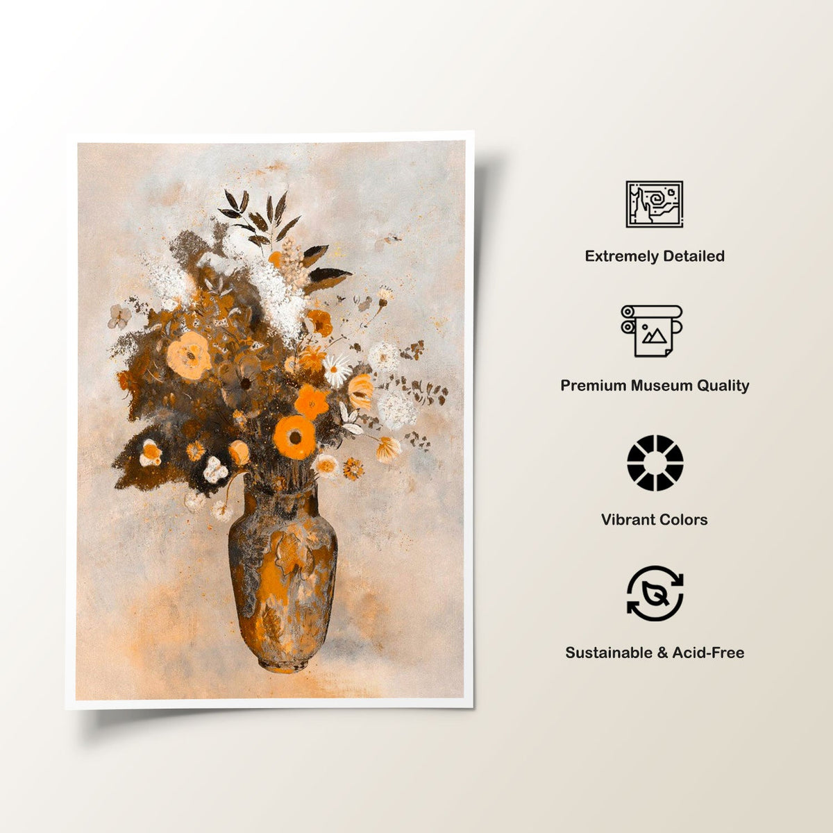 A Bouquet in a Chinese vase, Botanical Flower Paintings