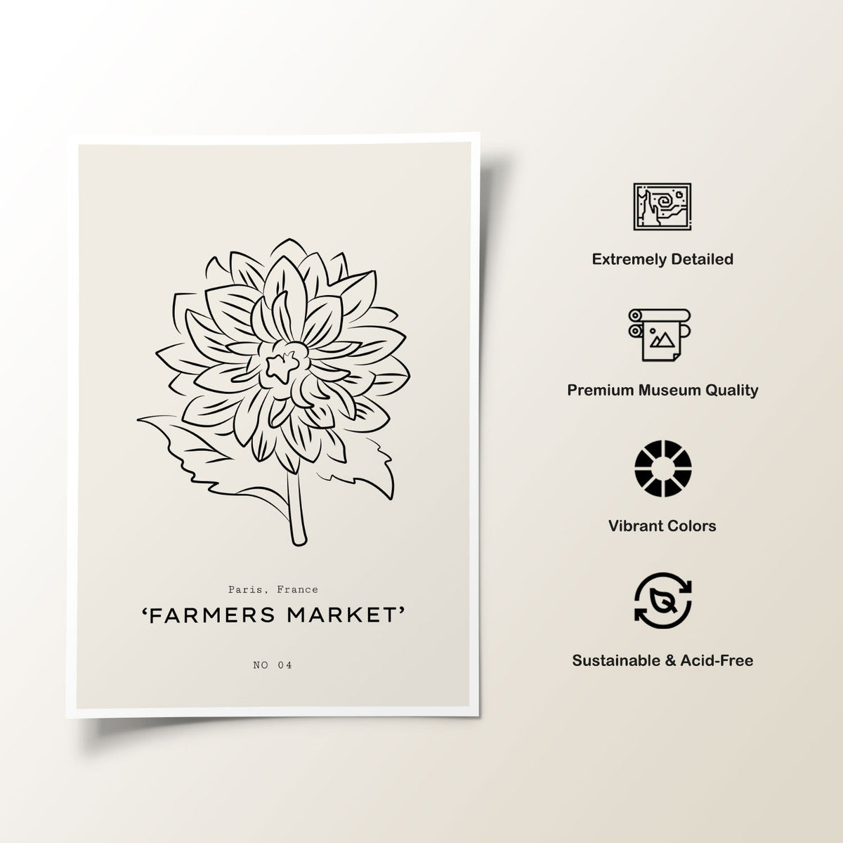 A Dahlia Flower , Line Art Painting