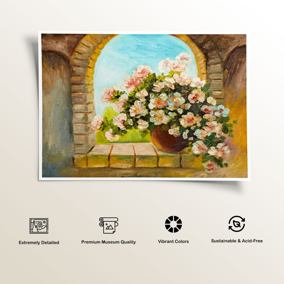 A Flower pot near the window, Botanical Flower Paintings