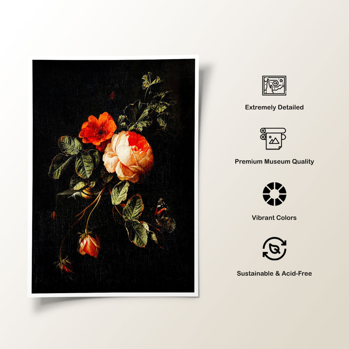 A Still Life with Roses by Elias, Botanical Flower Paintings