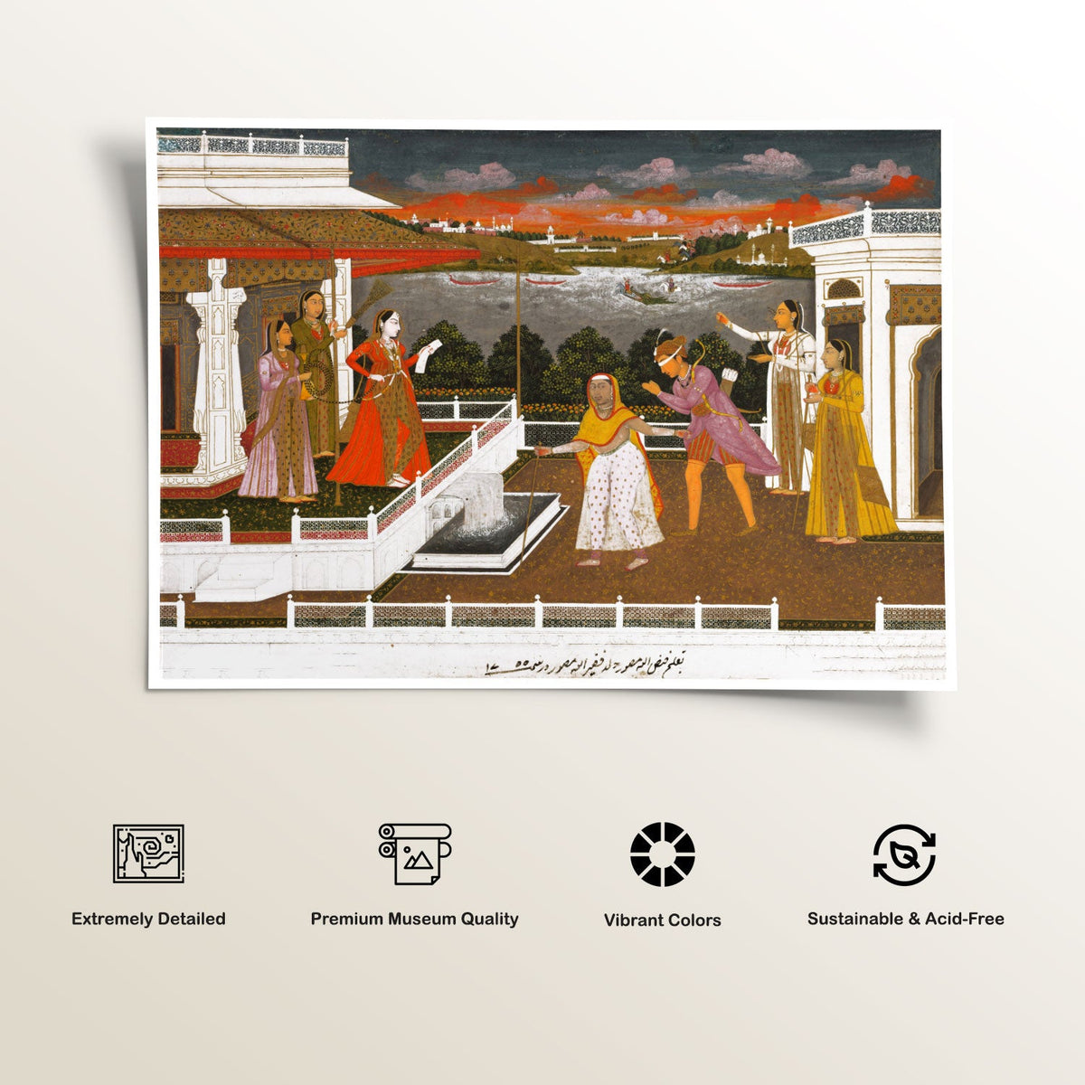 A blindfolded suitor is brought before a princess Mughal, Mughal Miniature Paintings