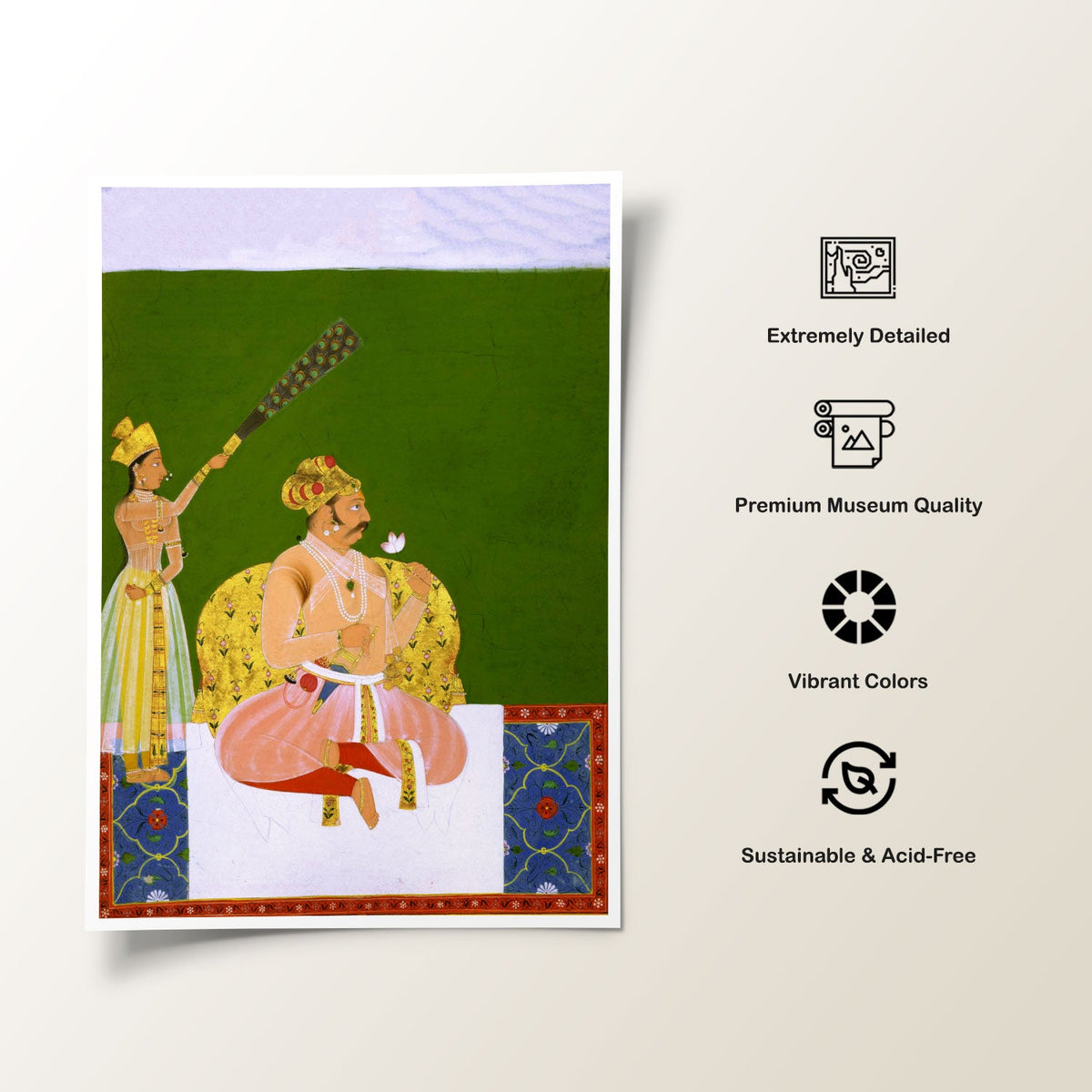 A seated nobleman with attendant, Rajasthani Miniature Paintings