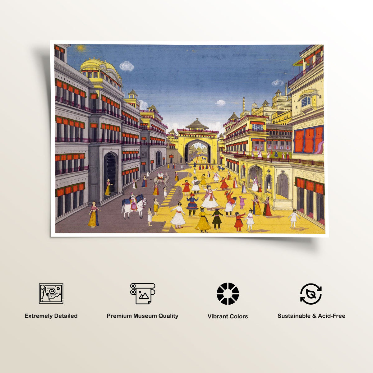 A street scene in European perspective, Indian Miniature Paintings