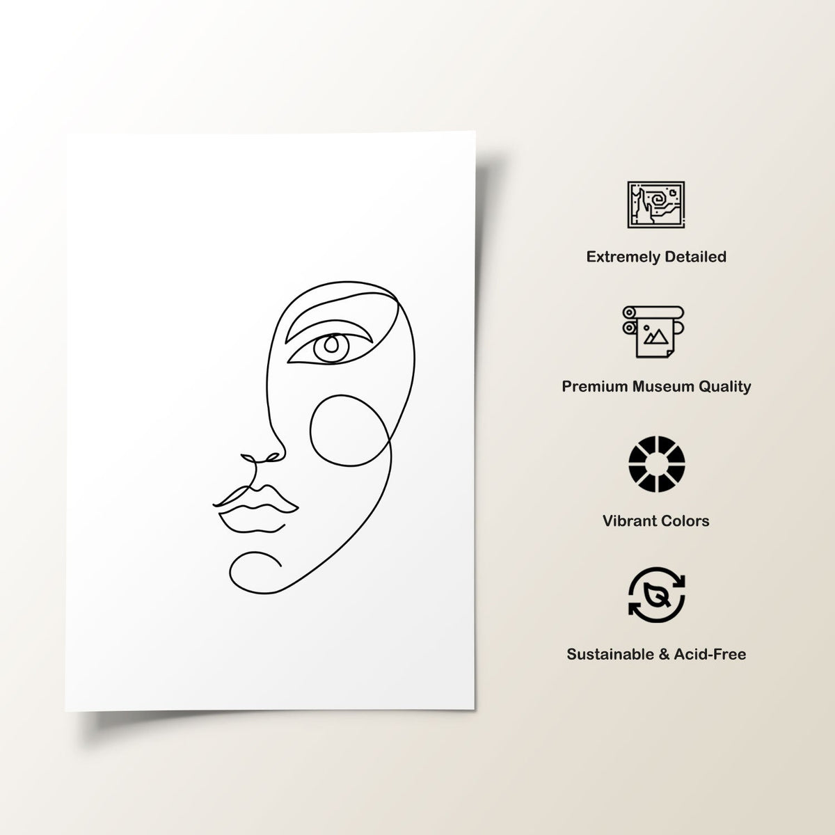 Abstract Face One Line Art