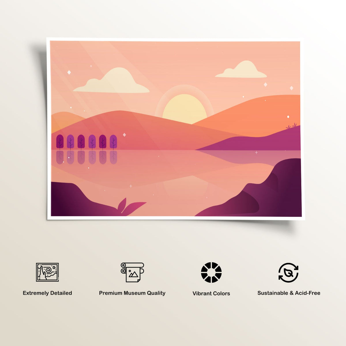 Sunset over Hills, Wall Art Prints