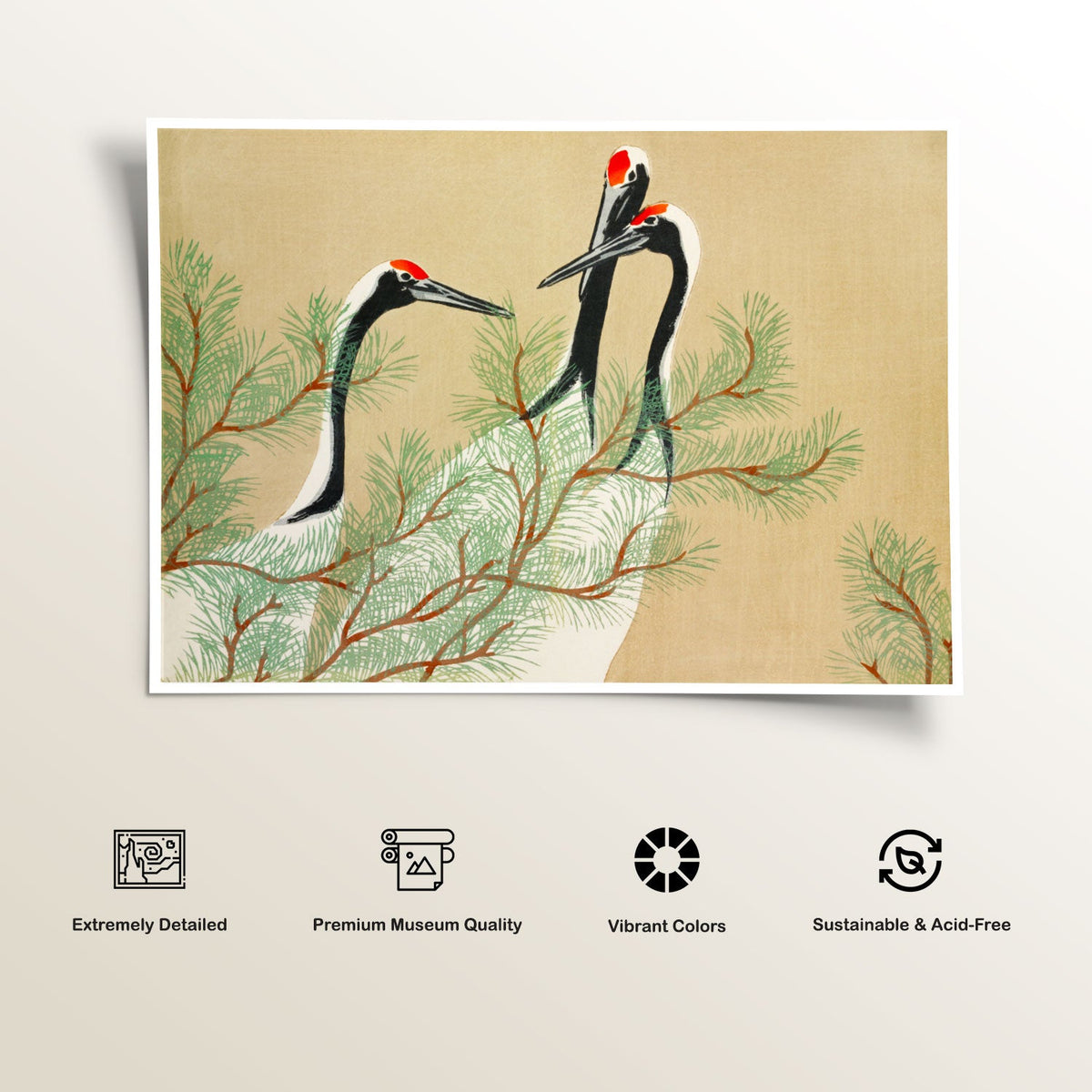 Cranes from Momoyogusa-Flowers II, Japanese Art Painting