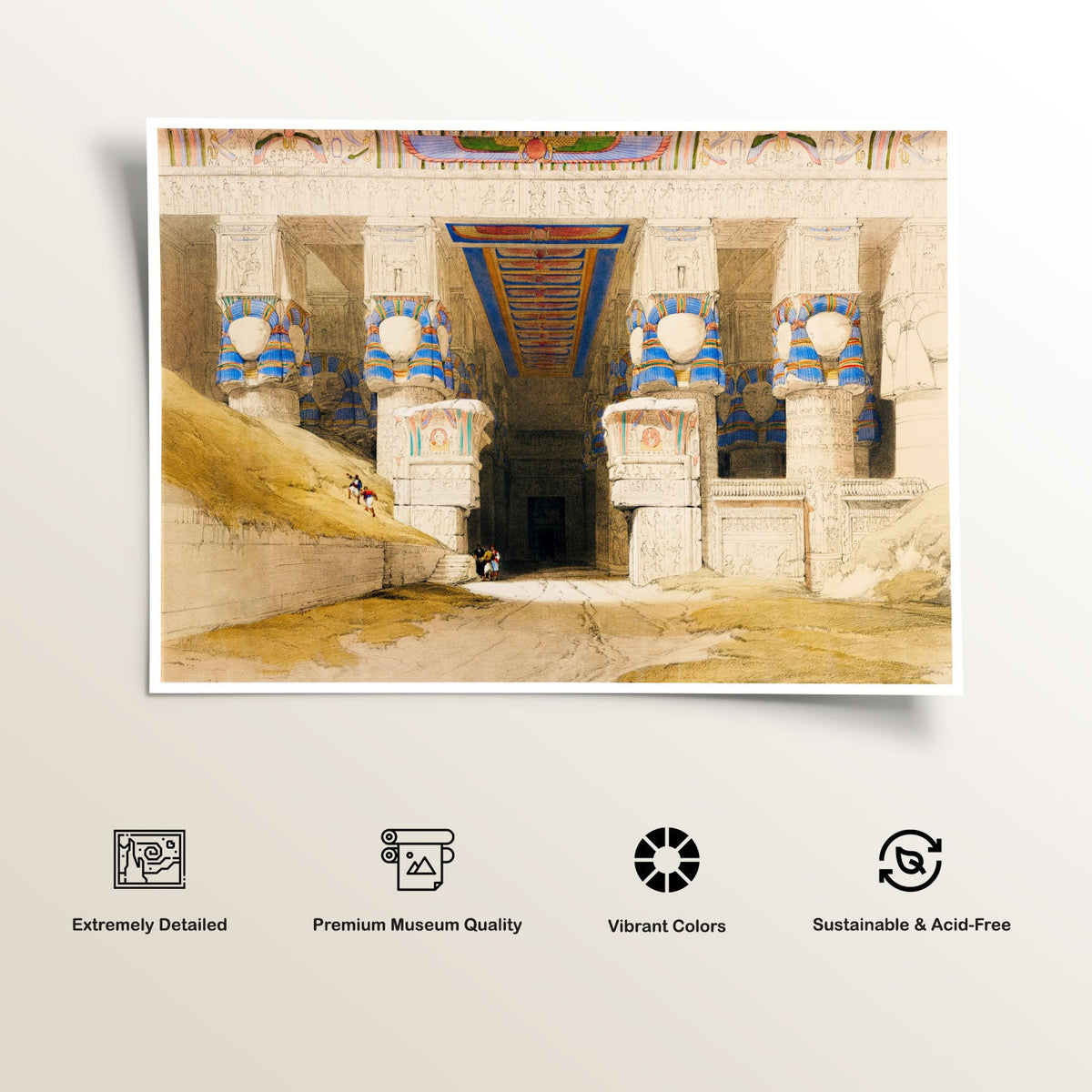 Dendera is one of the latest Egyptian temples illustration by David Roberts, Egyptian Art Paintings