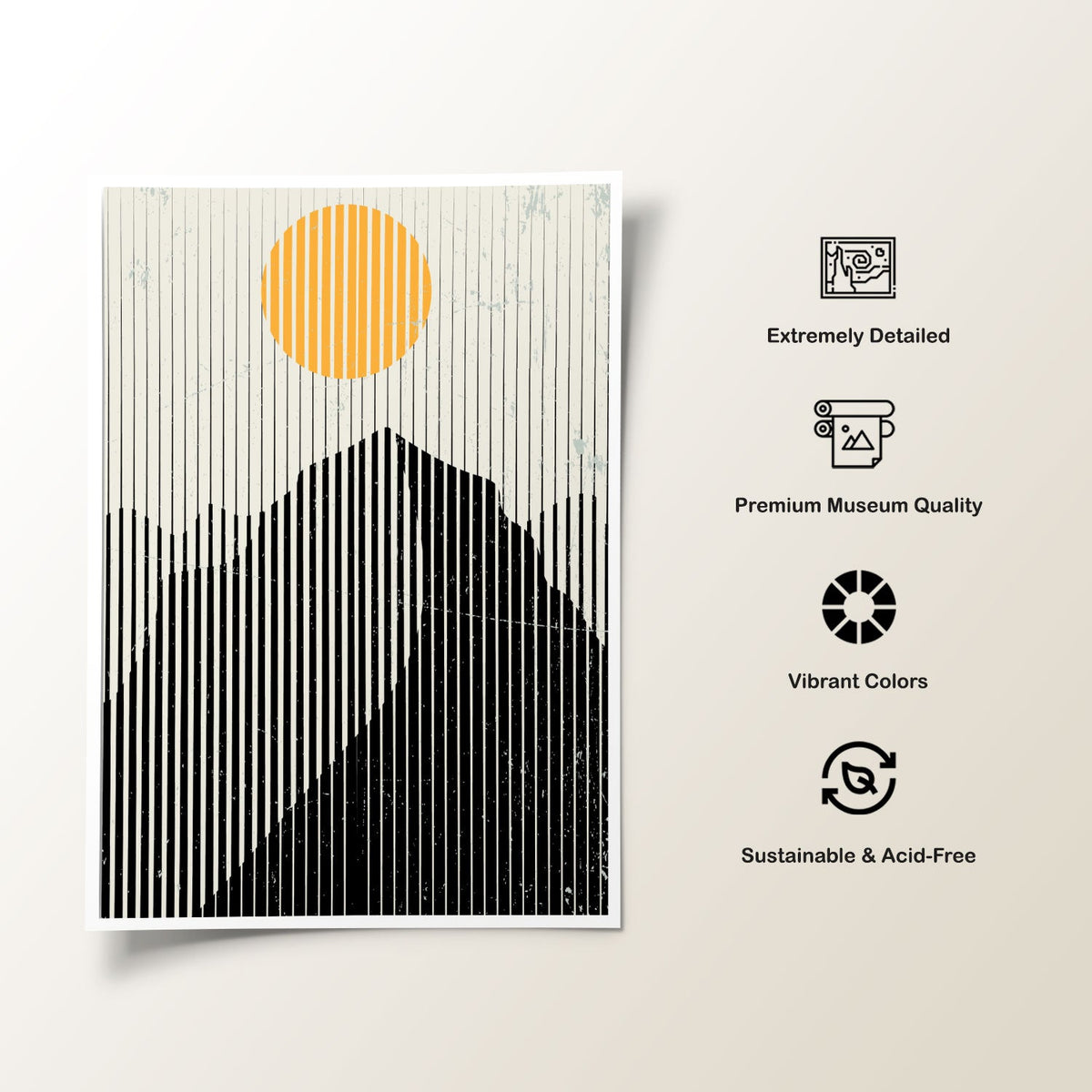 Mountains and Sun 02, Minimalist Art Painting