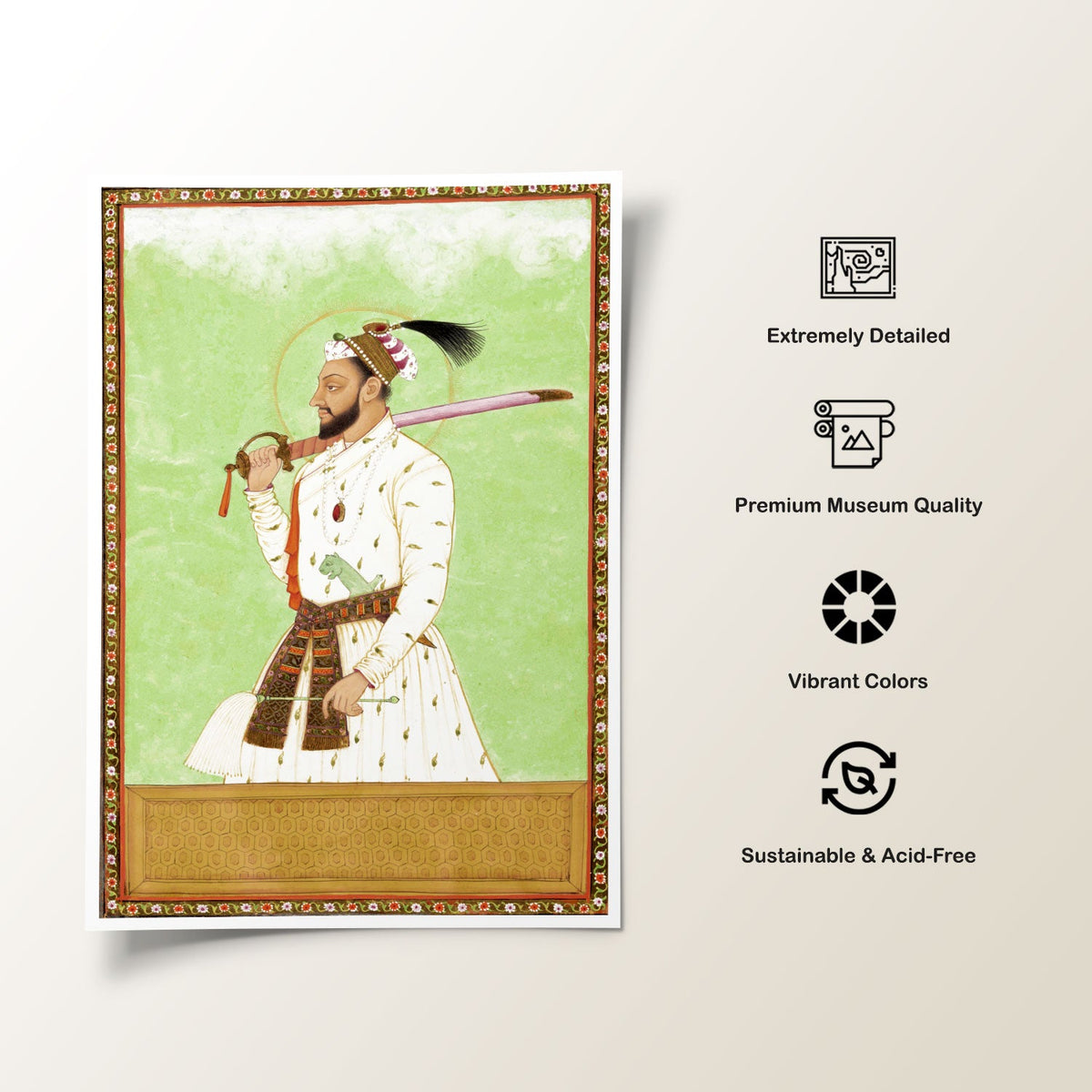 Portrait of Dara Shikoh the eldest son of Shah Jahan, Mughal Miniature Paintings