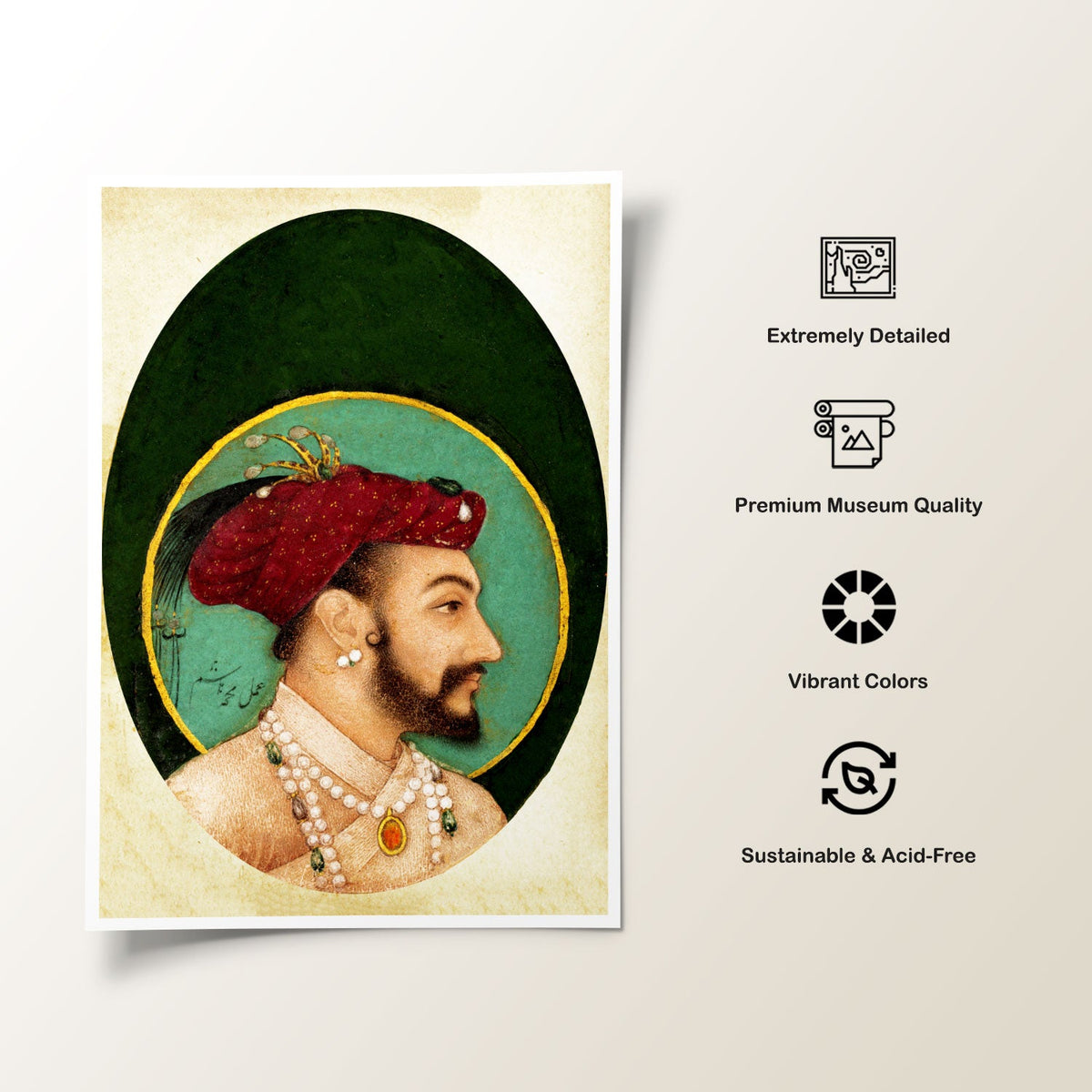 Shah Jahan Portrait Royal, Mughal Miniature Paintings