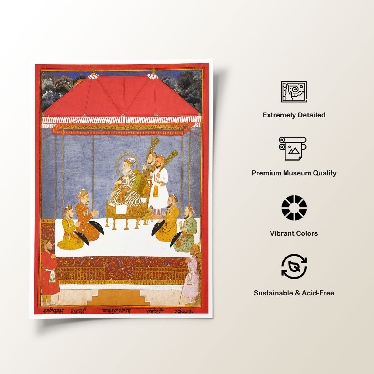 Bahadur Shah with 4 Sons, Mughal Miniature Paintings