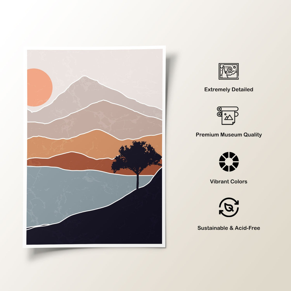 The Evening in Mountains 02, Minimalist Art Painting