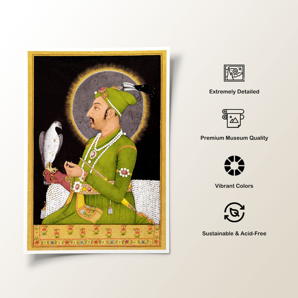 Portrait of the Mughal emperor Muhammad Shah, Mughal Miniature Paintings