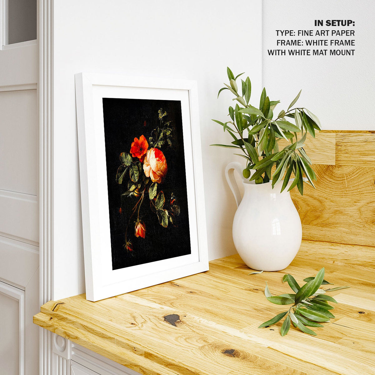A Still Life with Roses by Elias, Botanical Flower Paintings