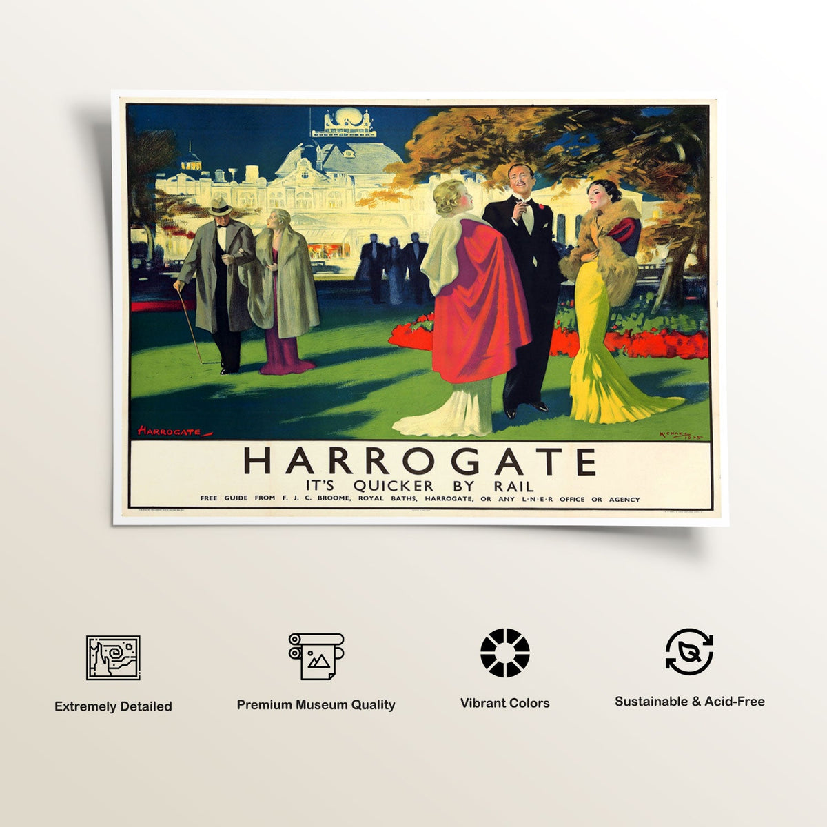 Harrogate Its Quicker by Rail Travel Poster