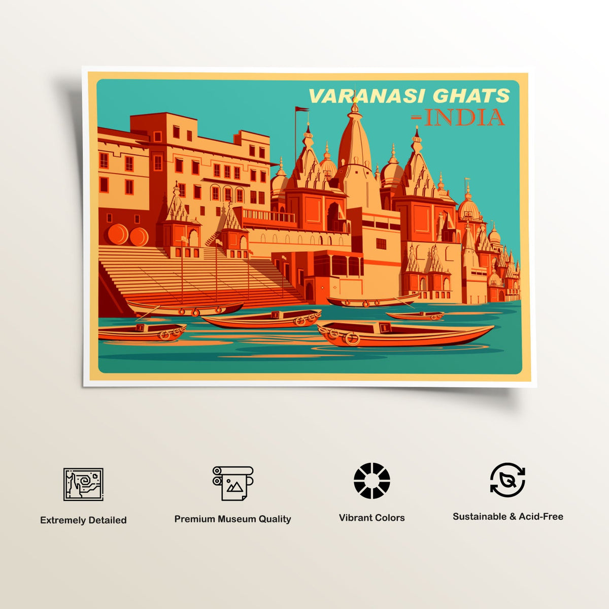 India Varanasi Ghats of Uttar Pradesh Travel Poster