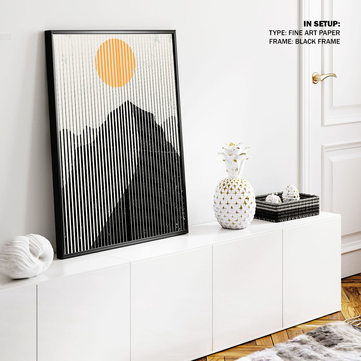 Mountains and Sun 02, Minimalist Art Painting