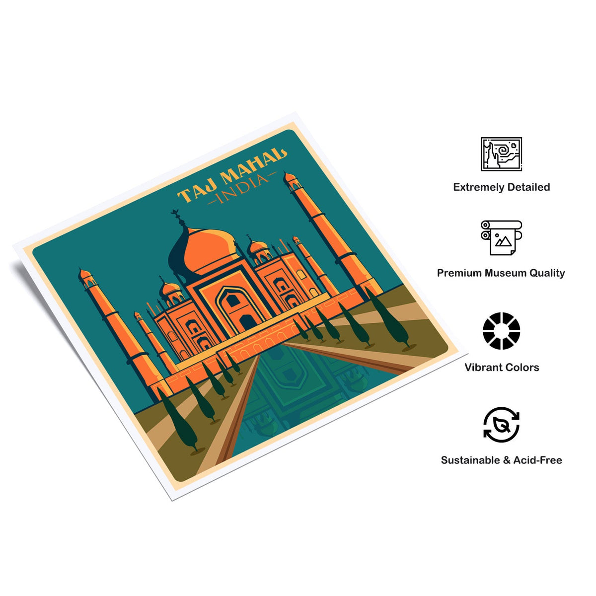 India Taj Mahal in Uttar Pradesh Travel Poster