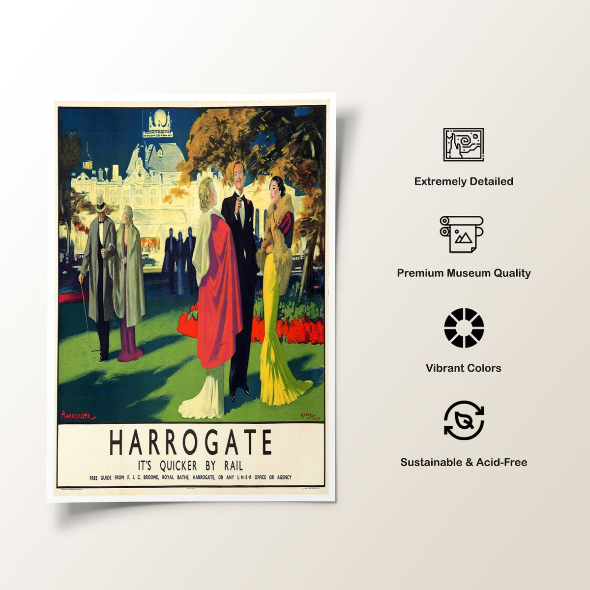 Harrogate Its Quicker by Rail Travel Poster