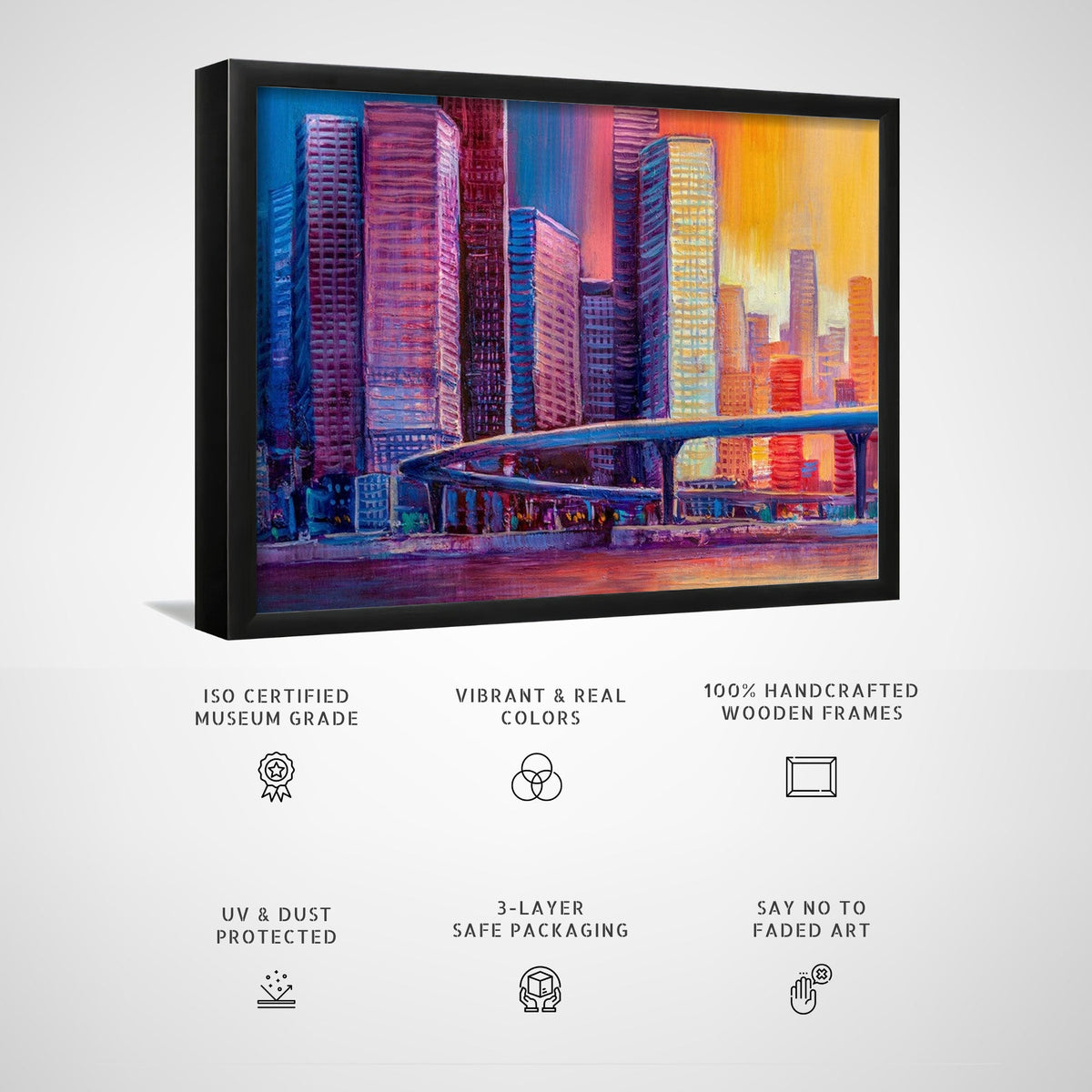 Abstract  panorama of the city with a bridge, Big Canvas Paintings