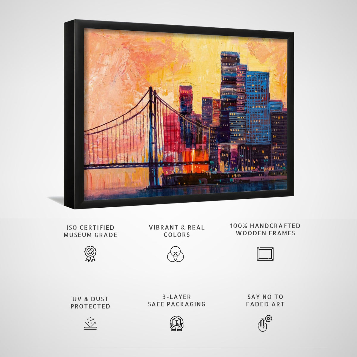 Abstract  of urban skyscrapers City with a bridge, Big Canvas Paintings
