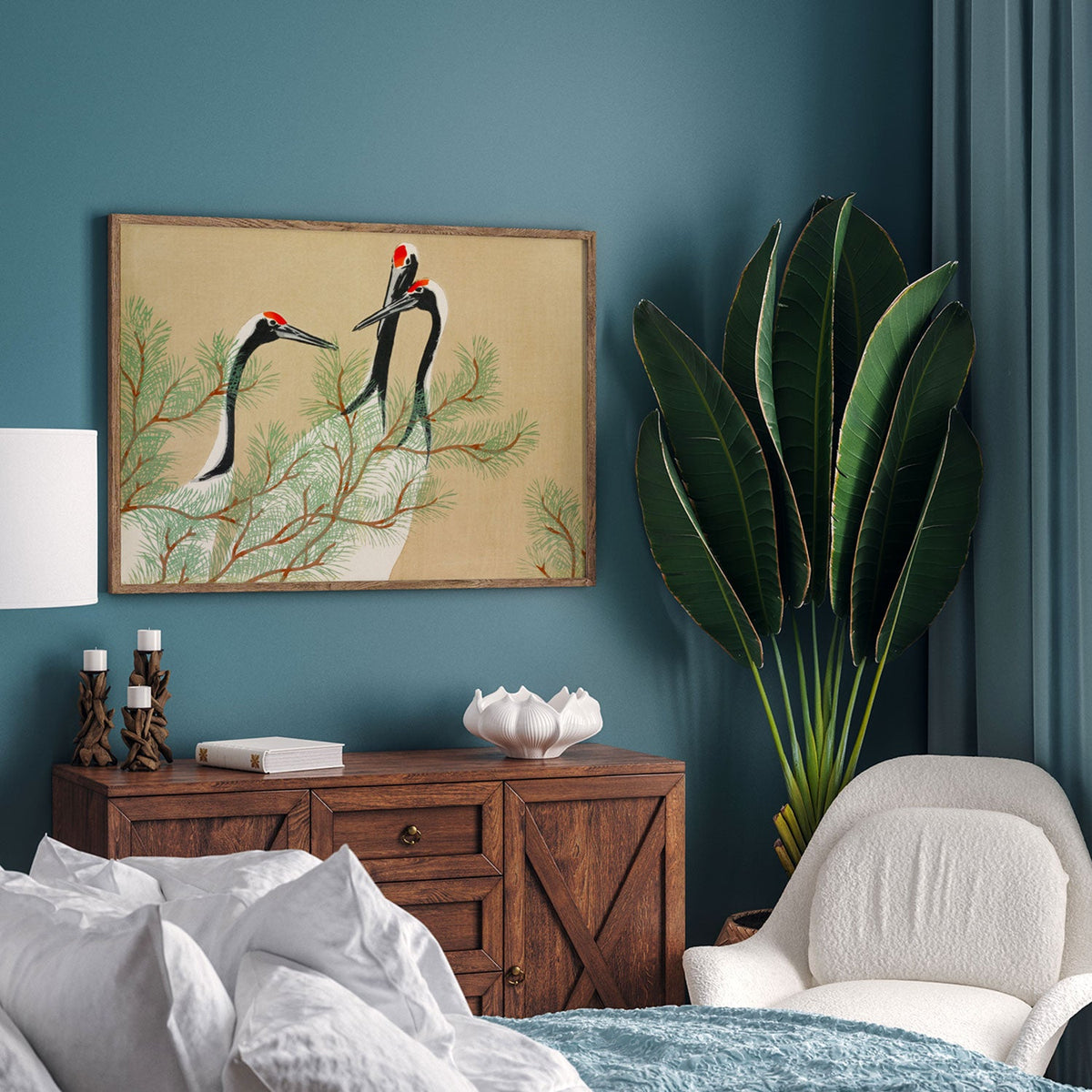 Cranes from Momoyogusa-Flowers II, Japanese Art Painting