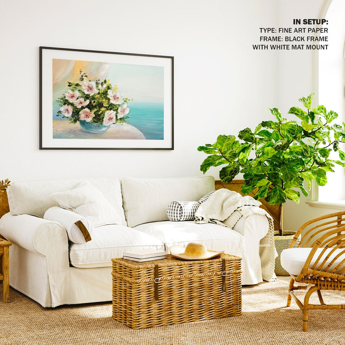 A Flower Pot on the Shelf, Botanical Flower Paintings