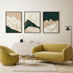 Abstract Gold Mountain Landscape Oil Painting on Canvas,Original Minimalist Sunrise Acrylic Painting Large Wall Art Modern 2024 Living Room Decor